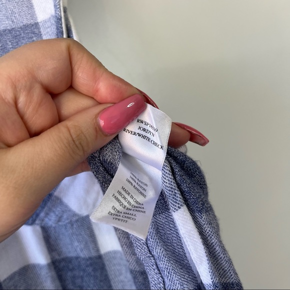 Rails Jordyn River white check split side button up sleeveless tunic top - Picture 5 of 9